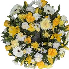 Lemon &amp; White Funeral Wreath